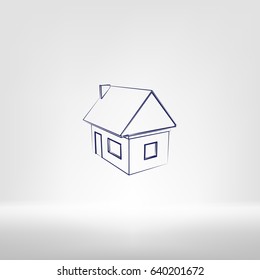 Flat paper cut style icon of house model vector illustration