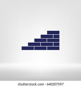 Flat paper cut style icon of brickwork fragment. Vector illustration