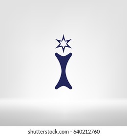 Flat paper cut style icon of trophy and award. Vector illustration