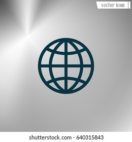 Flat paper cut style icon of globe. Vector illustration