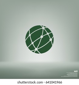 Flat paper cut style icon of globe. Vector illustration
