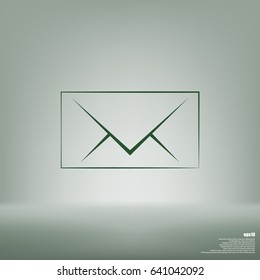 Flat paper cut style icon of envelope. E-mail symbol
