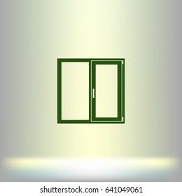 Flat paper cut style icon of modern window. Vector illustration