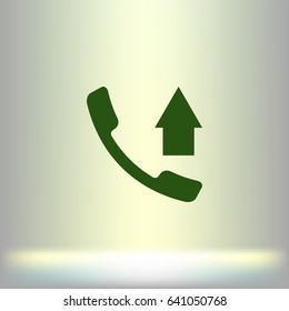 Flat paper cut style icon of out-coming call. Vector illustration