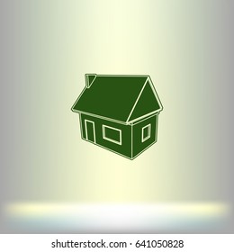 Flat paper cut style icon of house model vector illustration