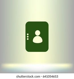 Flat paper cut style icon of an address book. Vector illustration