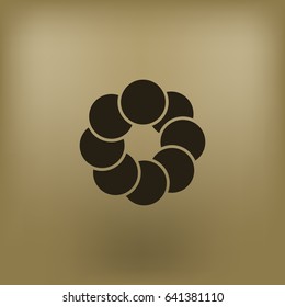 Flat paper cut style icon of refresh symbol. Vector illustration