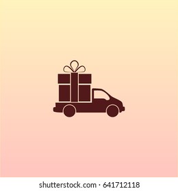 Flat paper cut style icon of vehicle. Delivery car symbol vector illustration
