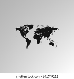 Flat paper cut style icon of World Map. Vector illustration