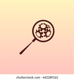 Flat paper cut style icon of magnifier. Vector illustration