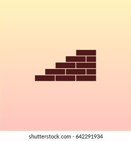 Flat paper cut style icon of brickwork fragment. Vector illustration