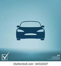 Flat paper cut style icon of a car. Vector illustration