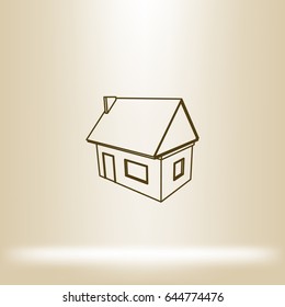 Flat paper cut style icon of house model vector illustration