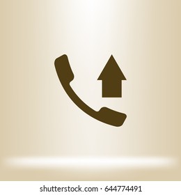Flat paper cut style icon of outgoing call. Vector illustration