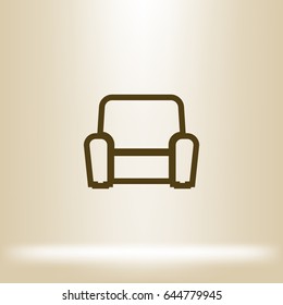 Flat paper cut style icon of furniture. Vector illustration