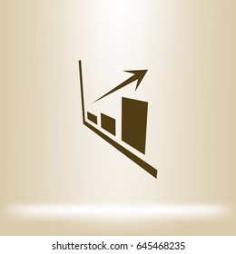 Flat paper cut style icon of a diagram. Vector illustration