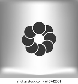 Flat paper cut style icon of refresh symbol. Vector illustration
