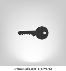 Flat paper cut style icon of an old key. Vector illustration