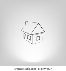 Flat paper cut style icon of house model vector illustration