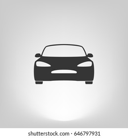 Flat paper cut style icon of a car. Vector illustration