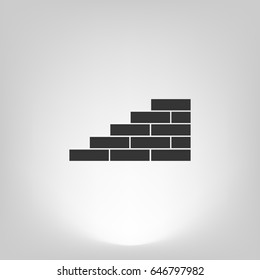 Flat paper cut style icon of brickwork fragment. Vector illustration