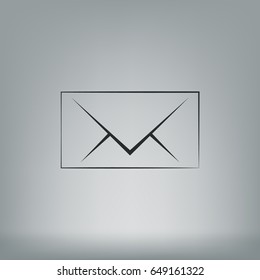 Flat paper cut style icon of envelope. E-mail symbol