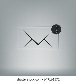 Flat paper cut style icon of envelope. E-mail symbol