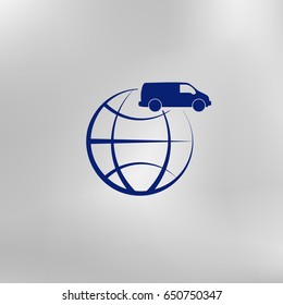 Flat paper cut style icon of vehicle. Delivery car symbol vector illustration
