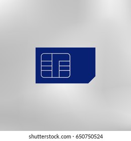 Flat paper cut style icon of a sim card. Vector illustration