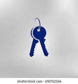Flat paper cut style icon of an old key. Vector illustration