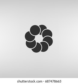 Flat paper cut style icon of refresh symbol. Vector illustration
