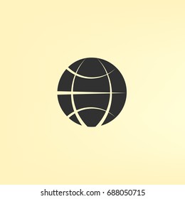 Flat paper cut style icon of globe. Vector illustration