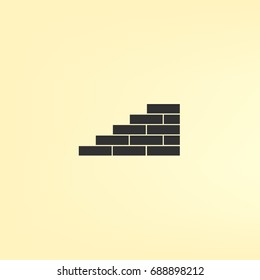 Flat paper cut style icon of brickwork fragment. Vector illustration