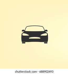 Flat paper cut style icon of a car. Vector illustration