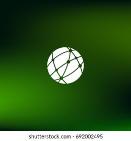 Flat paper cut style icon of globe. Vector illustration
