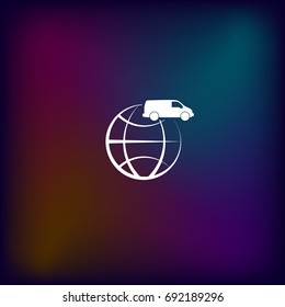 Flat paper cut style icon of vehicle. Delivery car symbol vector illustration