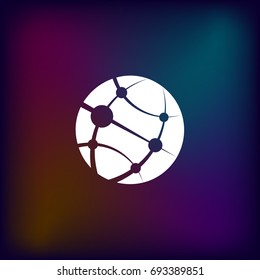 Flat paper cut style icon of globe. Vector illustration