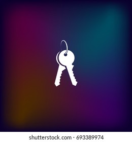 Flat paper cut style icon of an old key. Vector illustration