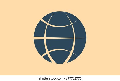 Flat paper cut style icon of globe. Vector illustration