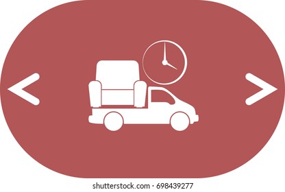 Flat paper cut style icon of vehicle. Delivery car symbol vector illustration