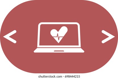 Flat paper cut style icon of laptop computer. Vector illustration