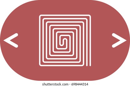 Flat paper cut style icon of floor heating. Vector illustration