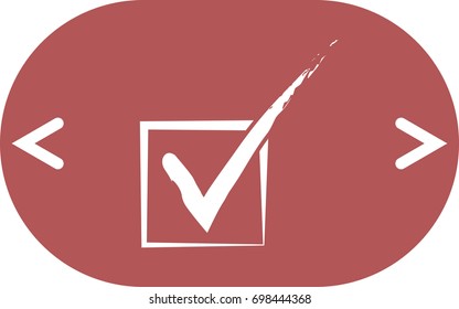 Flat paper cut style icon of check box. Vector illustration