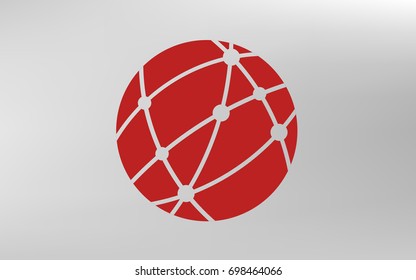 Flat paper cut style icon of globe. Vector illustration