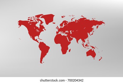 Flat paper cut style icon of World Map. Vector illustration