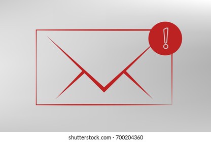 Flat paper cut style icon of envelope. E-mail symbol