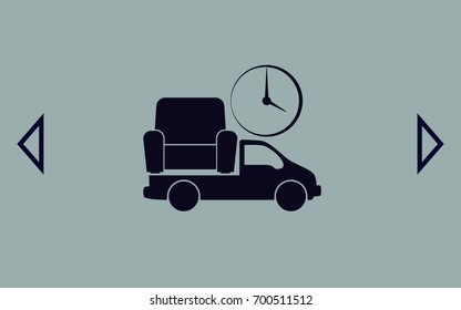 Flat paper cut style icon of vehicle. Delivery car symbol vector illustration