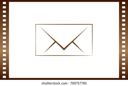 Flat paper cut style icon of envelope. E-mail symbol