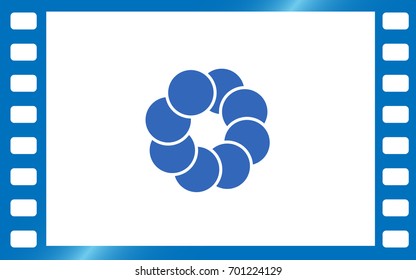 Flat paper cut style icon of refresh symbol. Vector illustration