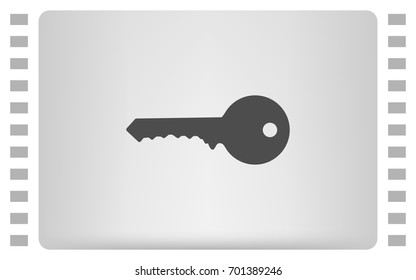 Flat paper cut style icon of an old key. Vector illustration